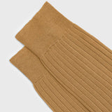 Tobacco mid-calf Egyptian cotton dress socks, made in Italy by Aklasu