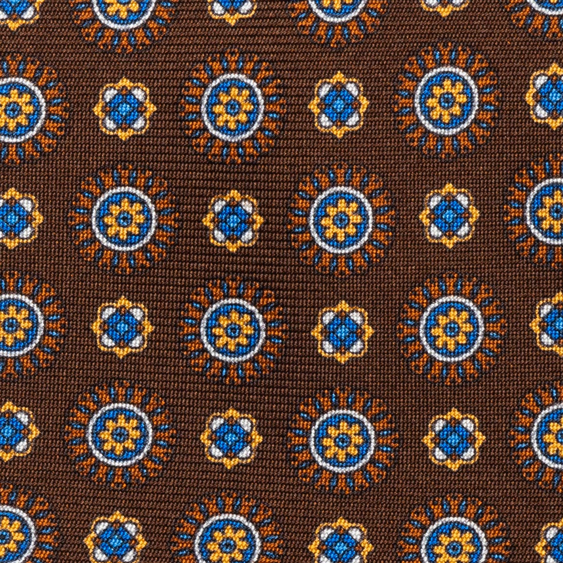Brown Foulard Printed Silk Tie - Aklasu