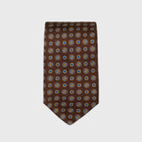 Brown Foulard Printed Silk Tie - Aklasu
