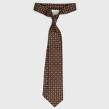 Brown Foulard Printed Silk Tie - Aklasu
