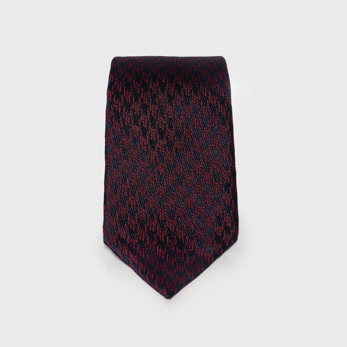 Burgundy and Navy Houndstooth Tie