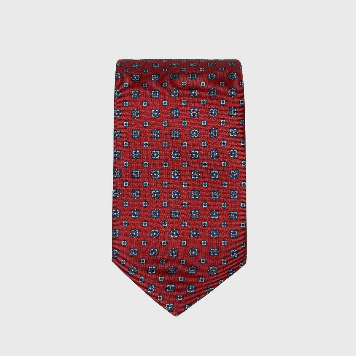 Deep Red Floral Foulard Printed Silk Tie