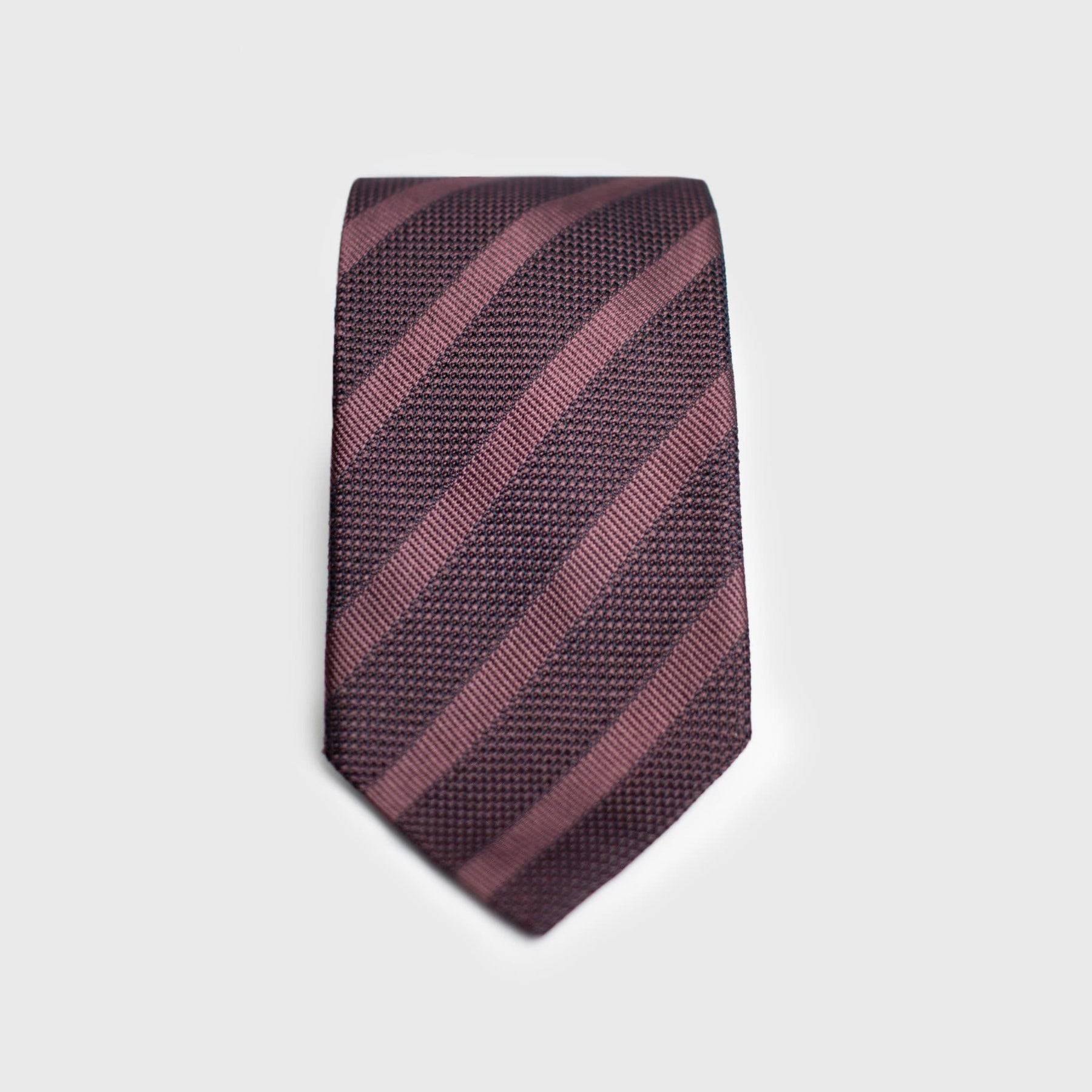 Maroon Grenadine Tonal Stripe Tie laid flat showcasing textured silk design.