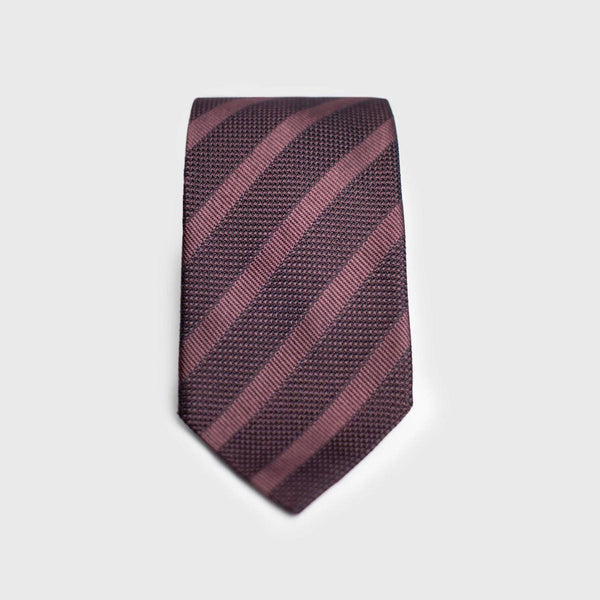 Maroon Grenadine Tonal Stripe Tie laid flat showcasing textured silk design.