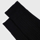 Black mid-calf Egyptian cotton dress socks, made in Italy by Aklasu