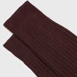 Burgundy mid-calf Egyptian cotton dress socks, made in Italy by Aklasu