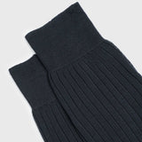 Charcoal mid-calf Egyptian cotton dress socks, made in Italy by Aklasu