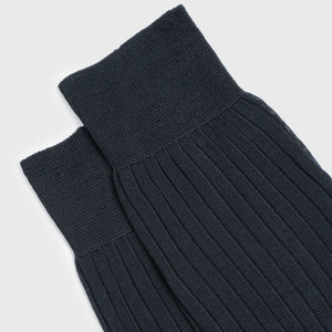 Charcoal mid-calf Egyptian cotton dress socks, made in Italy by Aklasu