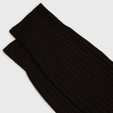 Dark brown mid-calf Egyptian cotton dress socks, made in Italy by Aklasu