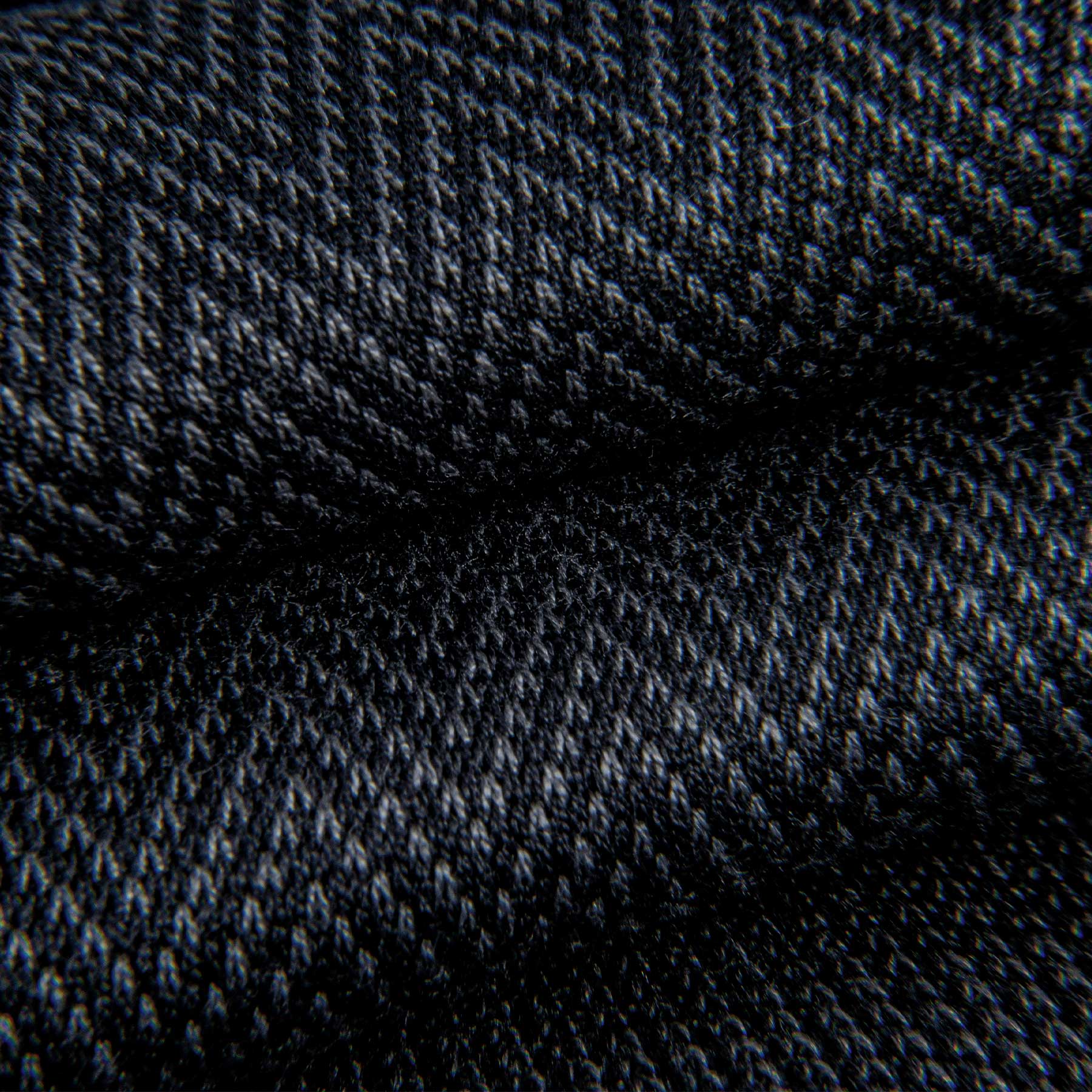 Close-up of grey and black chevron pattern in Egyptian Mako cotton dress socks