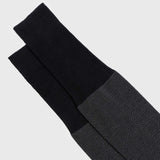 Grey and black chevron over-the-calf Egyptian cotton dress socks, made in Italy by Aklasu