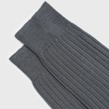 Grey mid-calf Egyptian cotton dress socks, made in Italy by Aklasu