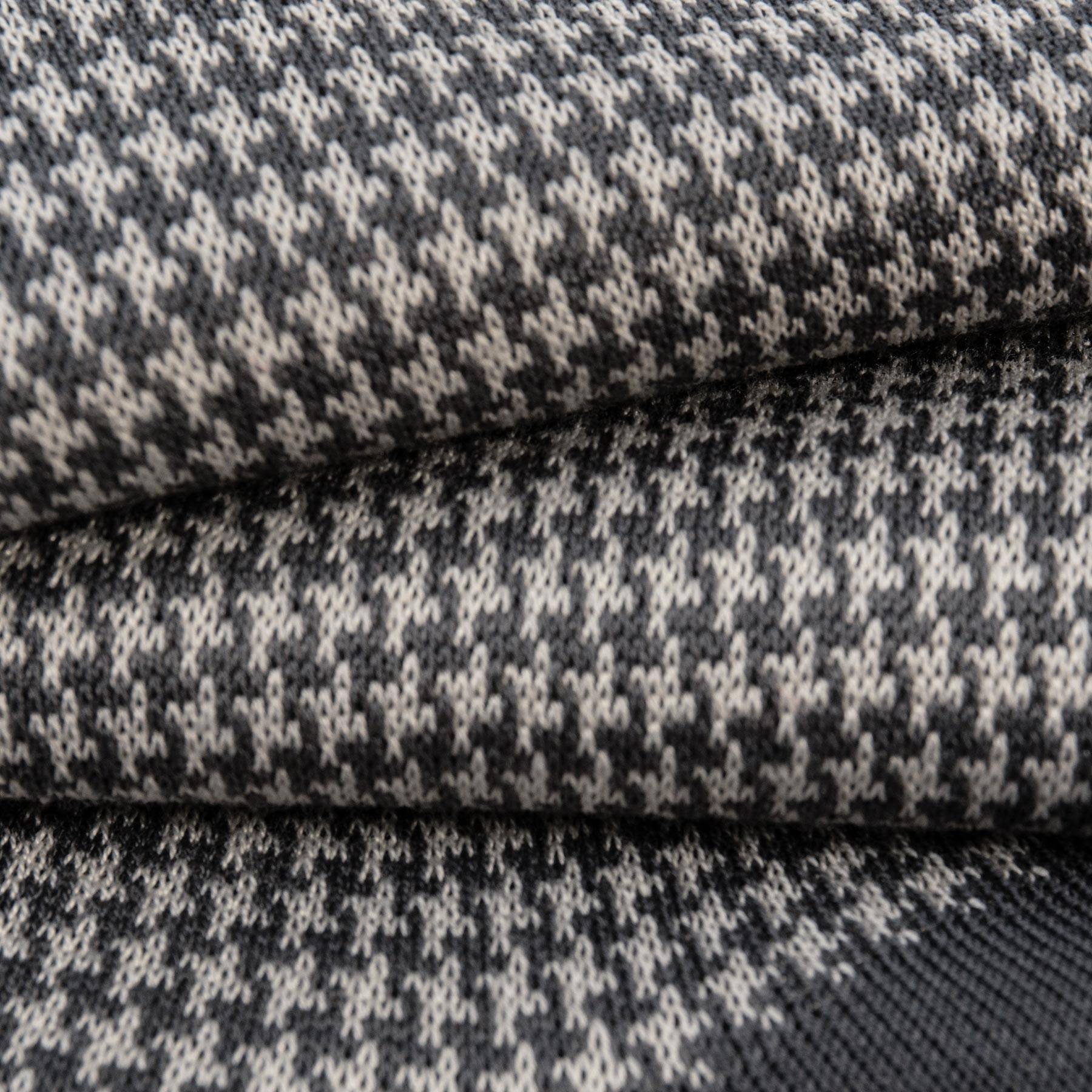 Close-up of grey houndstooth pattern in Egyptian Mako cotton dress socks