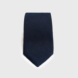 Navy Grenadine Tie with textured weave, crafted from 100% silk. Classic Navy Tie for Men