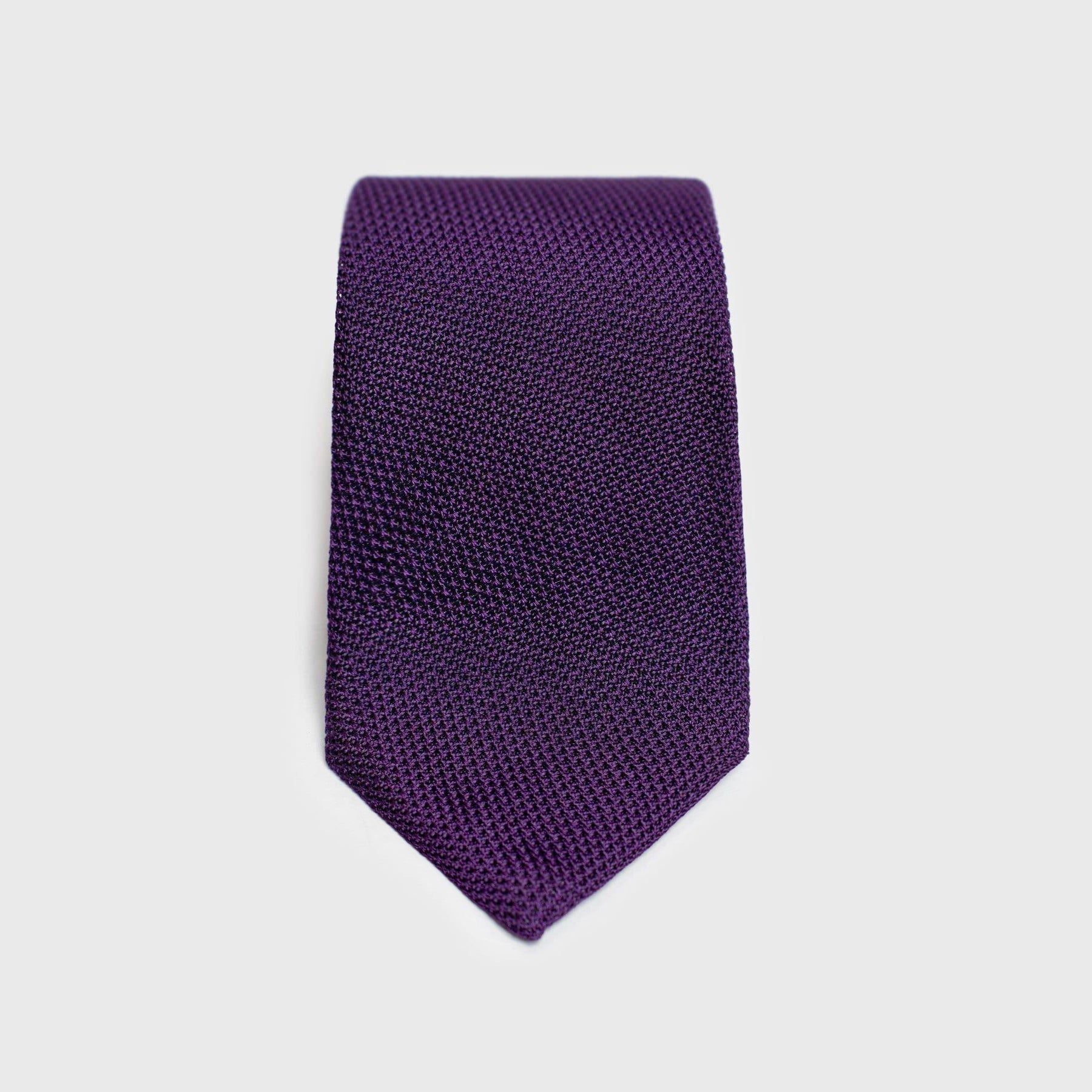 Front view of the Purple Grenadine Tie showcasing its textured silk design.