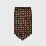 Brown Foulard Printed Silk Tie