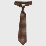 Brown Foulard Printed Silk Tie