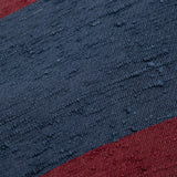 Navy Blue and Burgundy Block Striped Shantung Tie fabric weave macro close-up