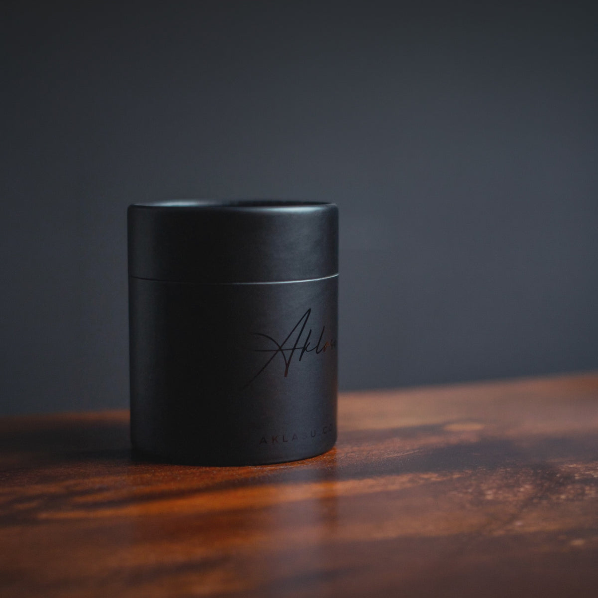 Aklasu Canister tie storage set — paperboard canister with clear plastic viewing window