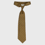 Golden Yellow Medallion Foulard Printed Silk Tie