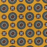 Golden Yellow Medallion Foulard Printed Silk Tie