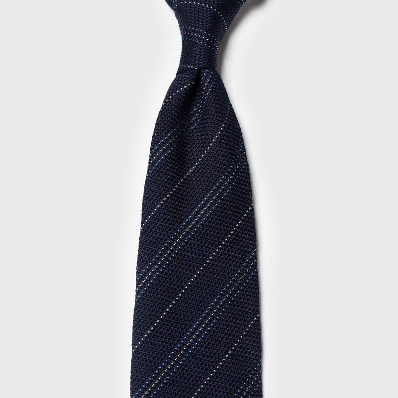 Light Blue & White Striped Blue Grenadine Tie | Aklasu