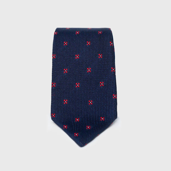 Dark Blue Floral Grenadine Tie