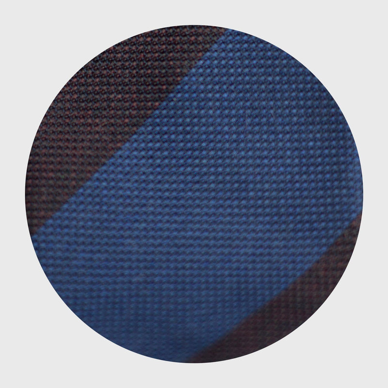 French Blue & Deep Burgundy Block Striped Grenadine Tie Tie AKLASU 