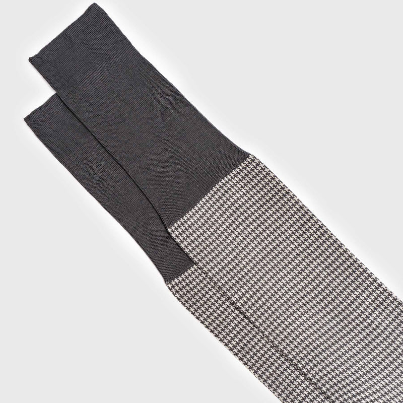 Grey Houndstooth Dress Socks - AKLASU