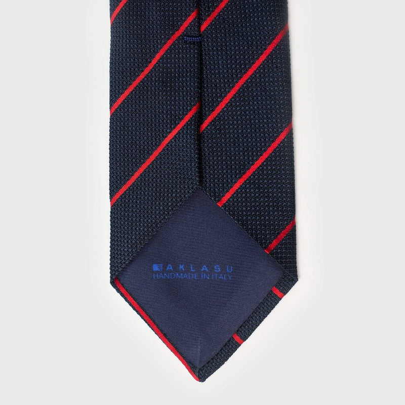 Smooth Red Striped Blue Grenadine Tie | Aklasu