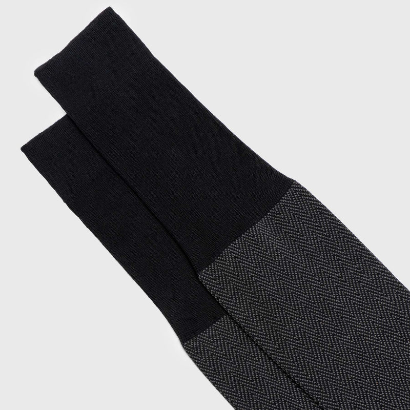Grey and Black Chevron Dress Socks - AKLASU