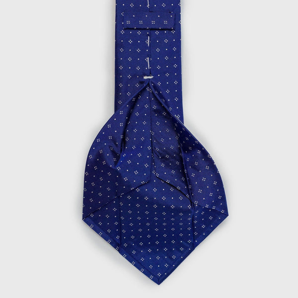 Blue Diamond Dotted Six-Fold Silk Tie Tie Aklasu 