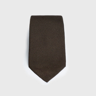 Brown Grenadine Tie with a textured finish, displayed flat on a white background.