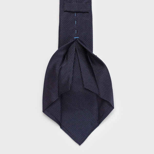 Micro Patterned Navy Blue Six-Fold Silk Tie Tie Aklasu 
