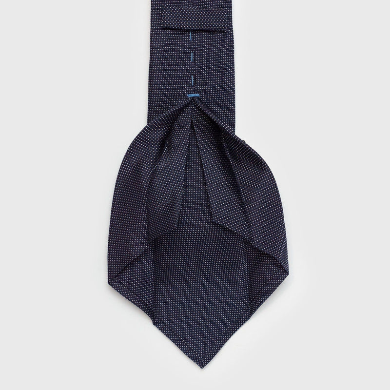 The Micro Patterned Navy Blue Handmade Tie - Italian Made Six-Fold