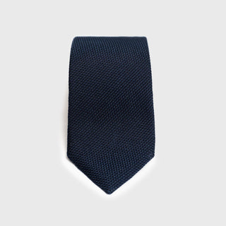 Navy Grenadine Tie with textured weave, crafted from 100% silk.