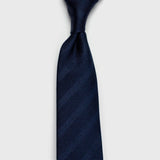 Navy Blue Grenadine Tonal Stripe Tie Tie AKLASU 