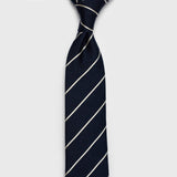 Smooth White Striped Blue Grenadine Tie Tie AKLASU 