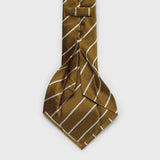 White Striped Metallic Gold Six-Fold Silk Tie Tie Aklasu 